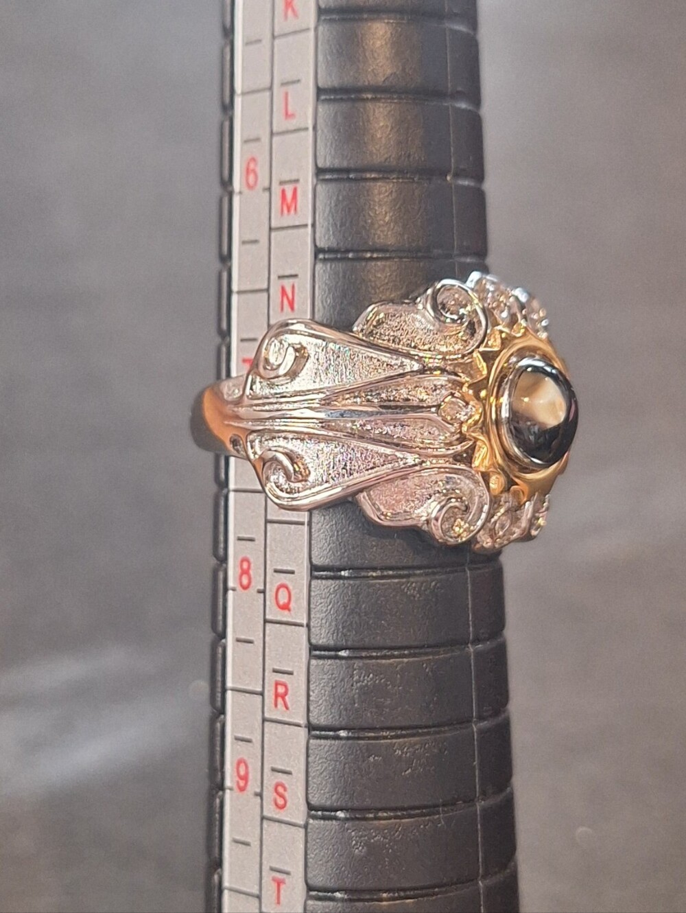 Michael Anthony Nativity Ornate Stone Women's Signet Ring Stainless Steele